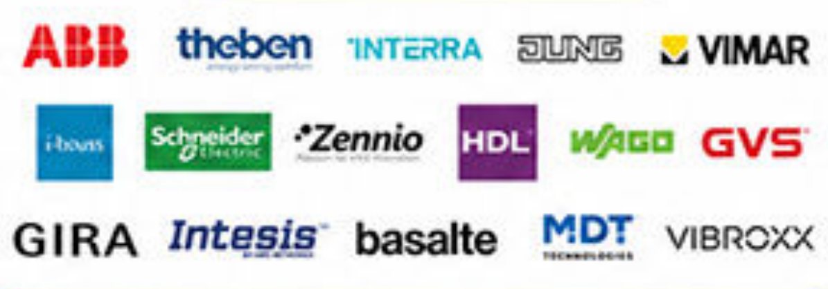 ABB, Theben, Interra, Jung, Vimar, Schneider Electric, Zennio, HDL, WAGO, GVS, Gira, Intesis, Basalte, MDT, Vibroxx